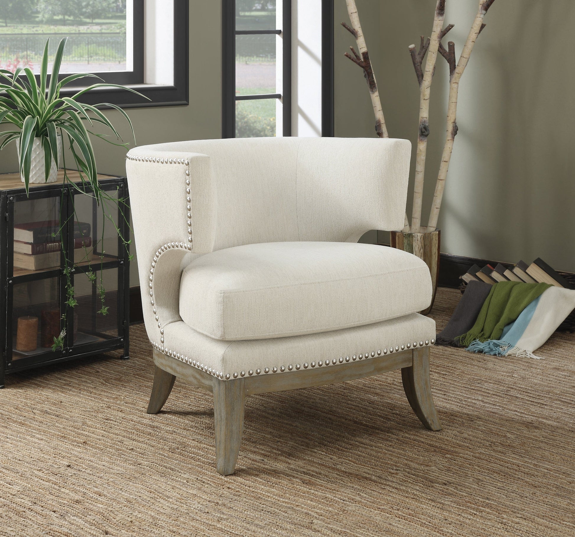 Barrel Back Accent Chair White And Weathered Grey - 902559 ebuystt