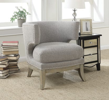 Barrel Back Accent Chair White And Weathered Grey - 902559