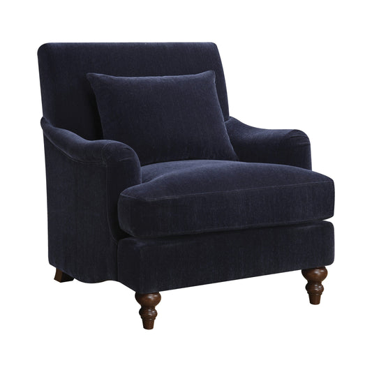 Upholstered Accent Chair With Turned Legs Midnight Blue - 902899 ebuystt