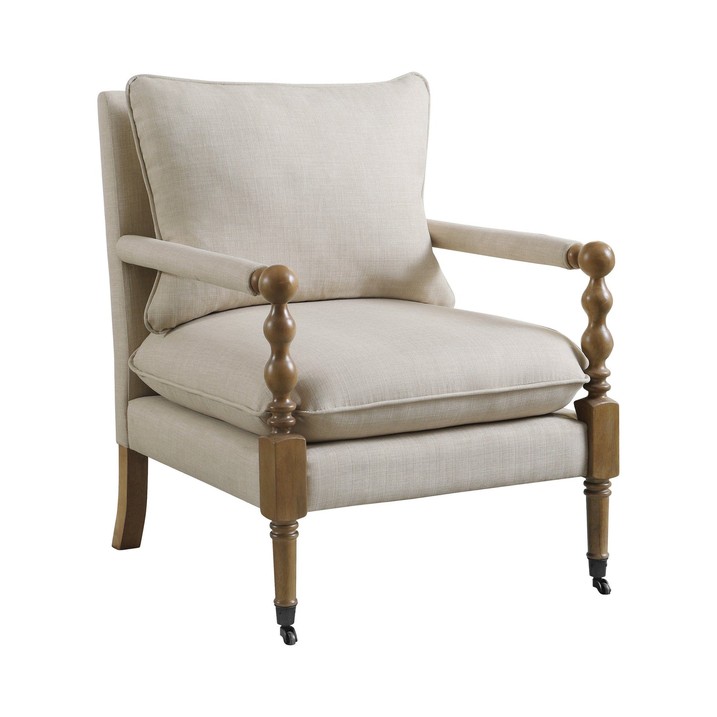 Upholstered Accent Chair With Casters Beige - 903058 ebuystt