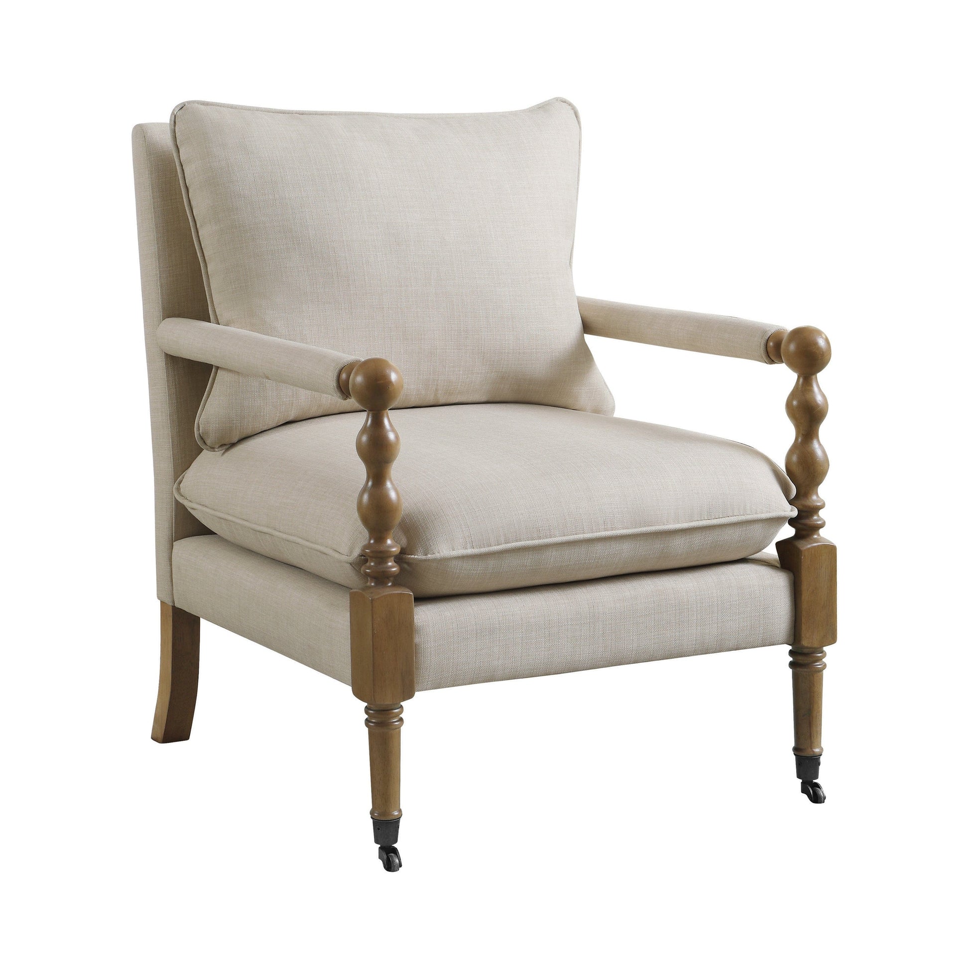 Upholstered Accent Chair With Casters Beige - 903058 ebuystt