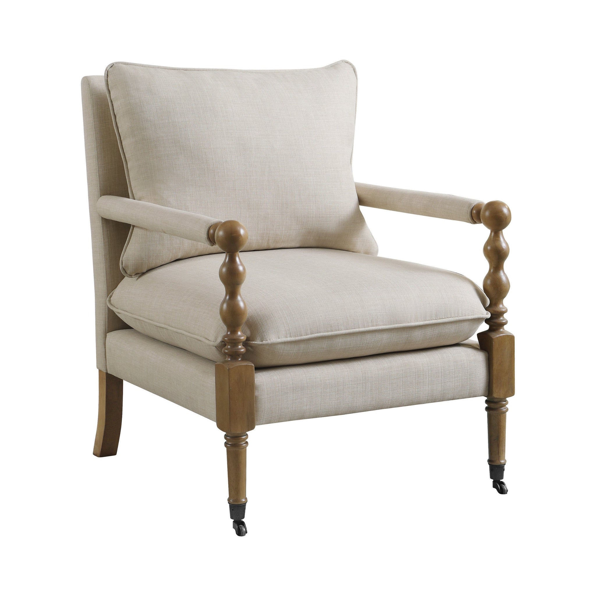 Upholstered Accent Chair With Casters Beige - 903058