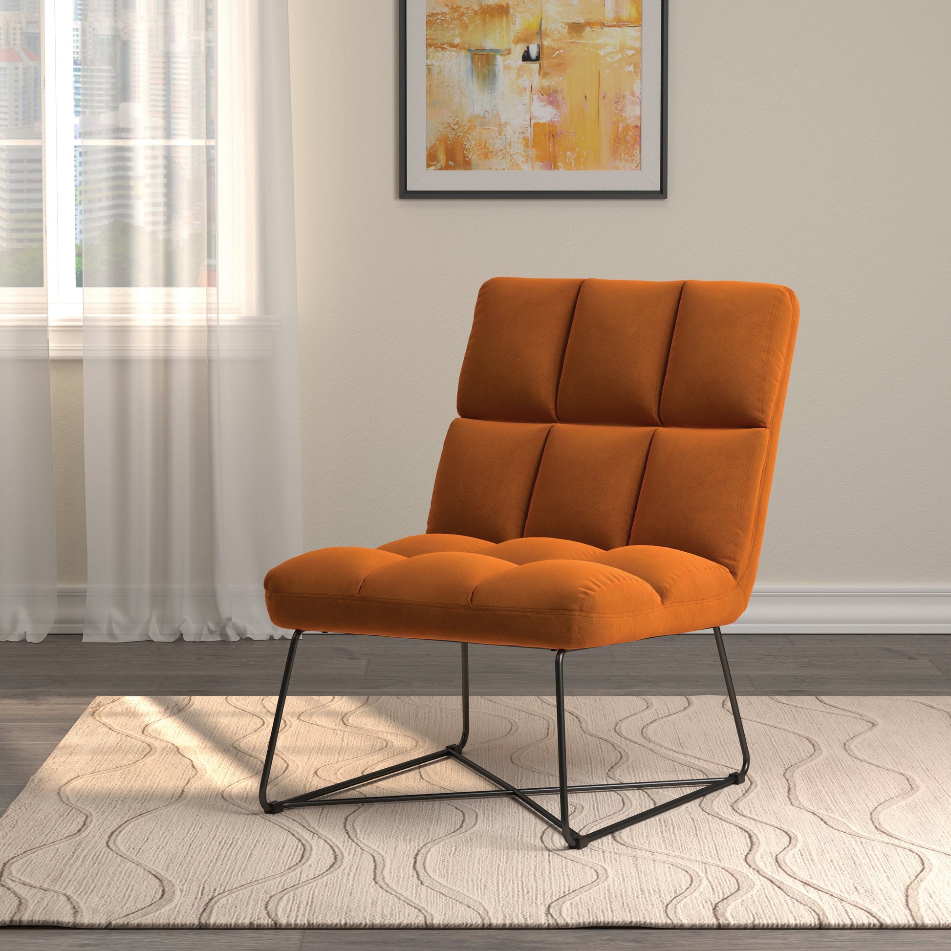 Armless Upholstered Accent Chair Yellow - 903837 ebuystt