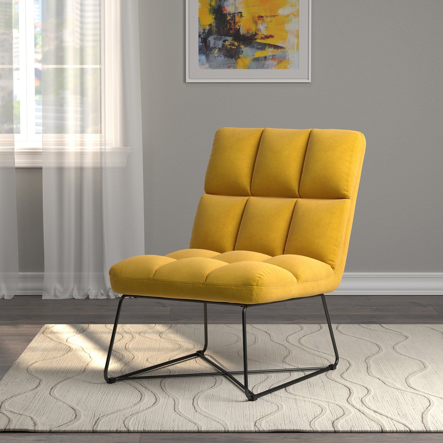 Armless Upholstered Accent Chair Yellow - 903837 ebuystt