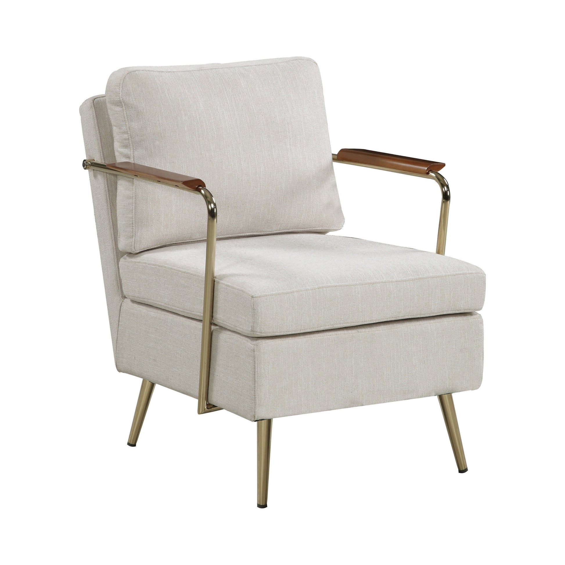 Upholstered Accent Chair Beige And Brass - 903841 ebuystt