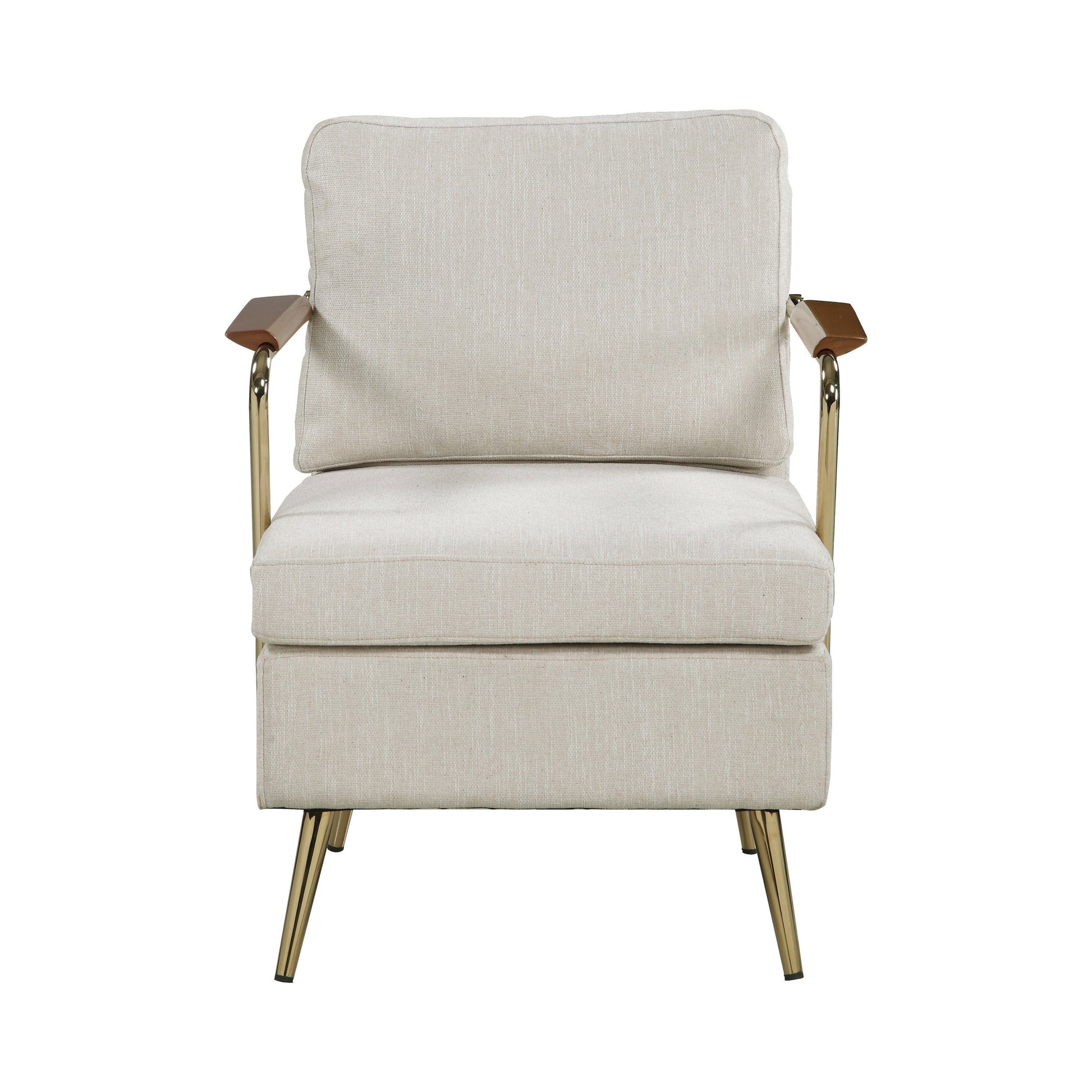 Upholstered Accent Chair Beige And Brass - 903841 ebuystt
