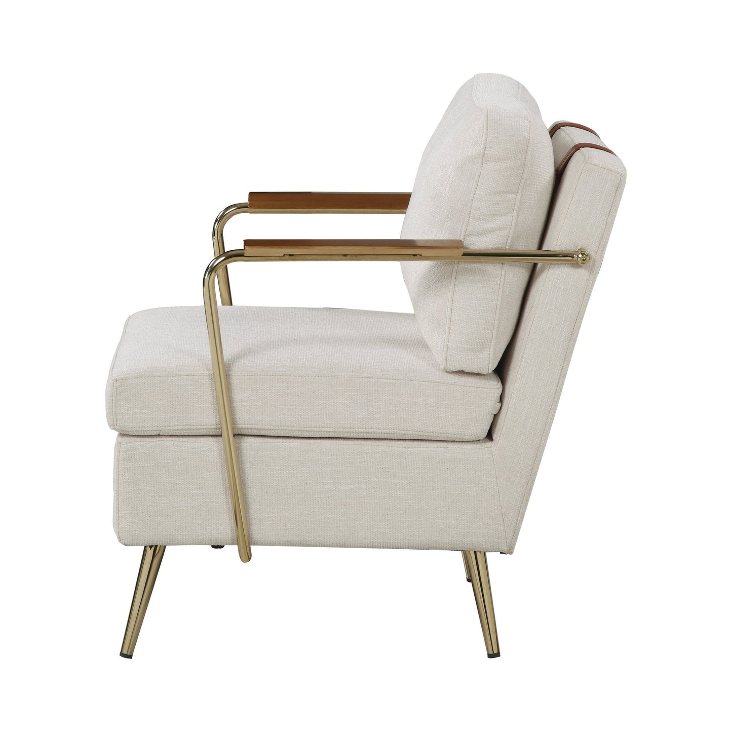 Upholstered Accent Chair Beige And Brass - 903841 ebuystt
