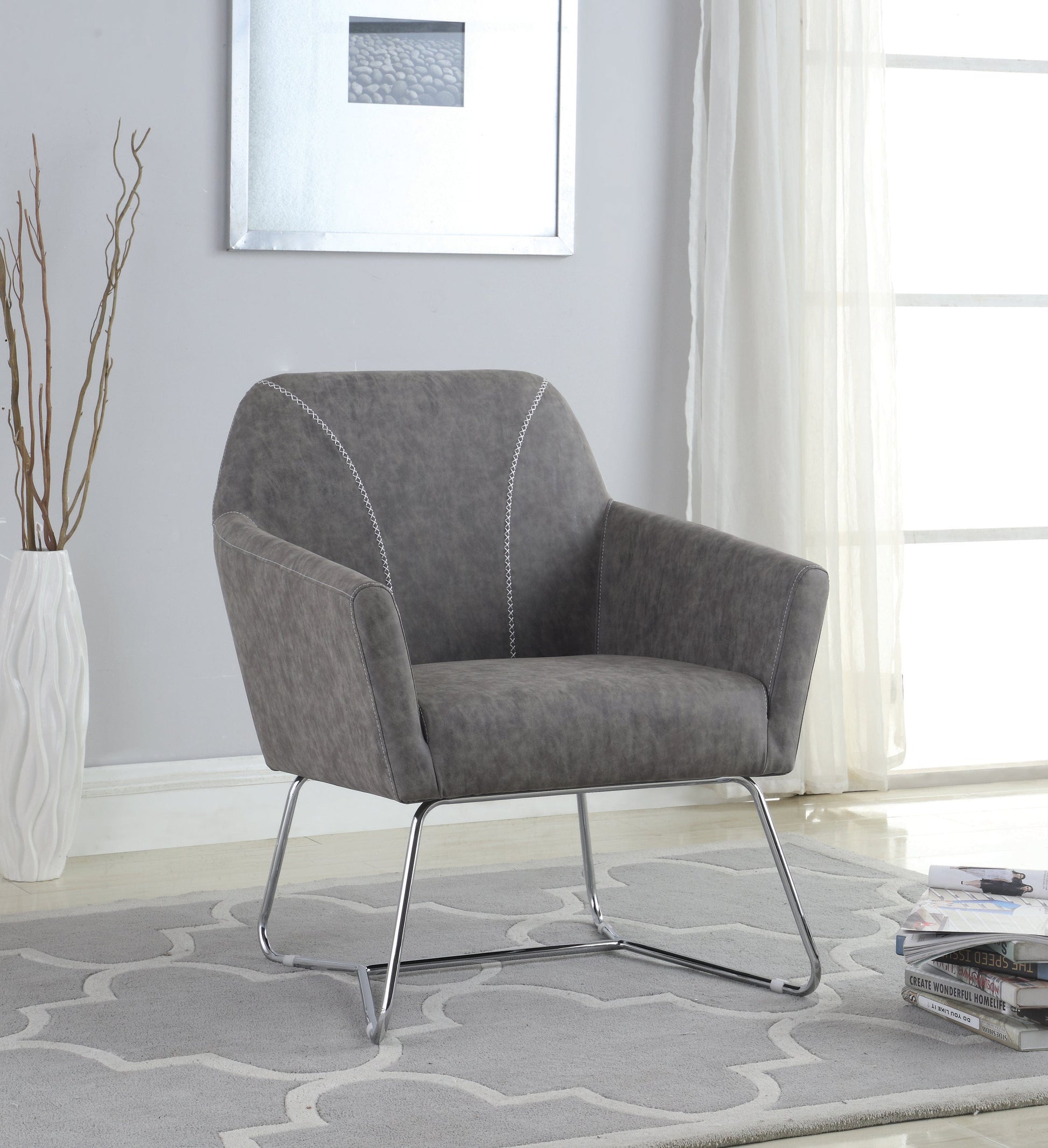 Sloped Arm Upholstered Accent Chair Grey - 903850 ebuystt