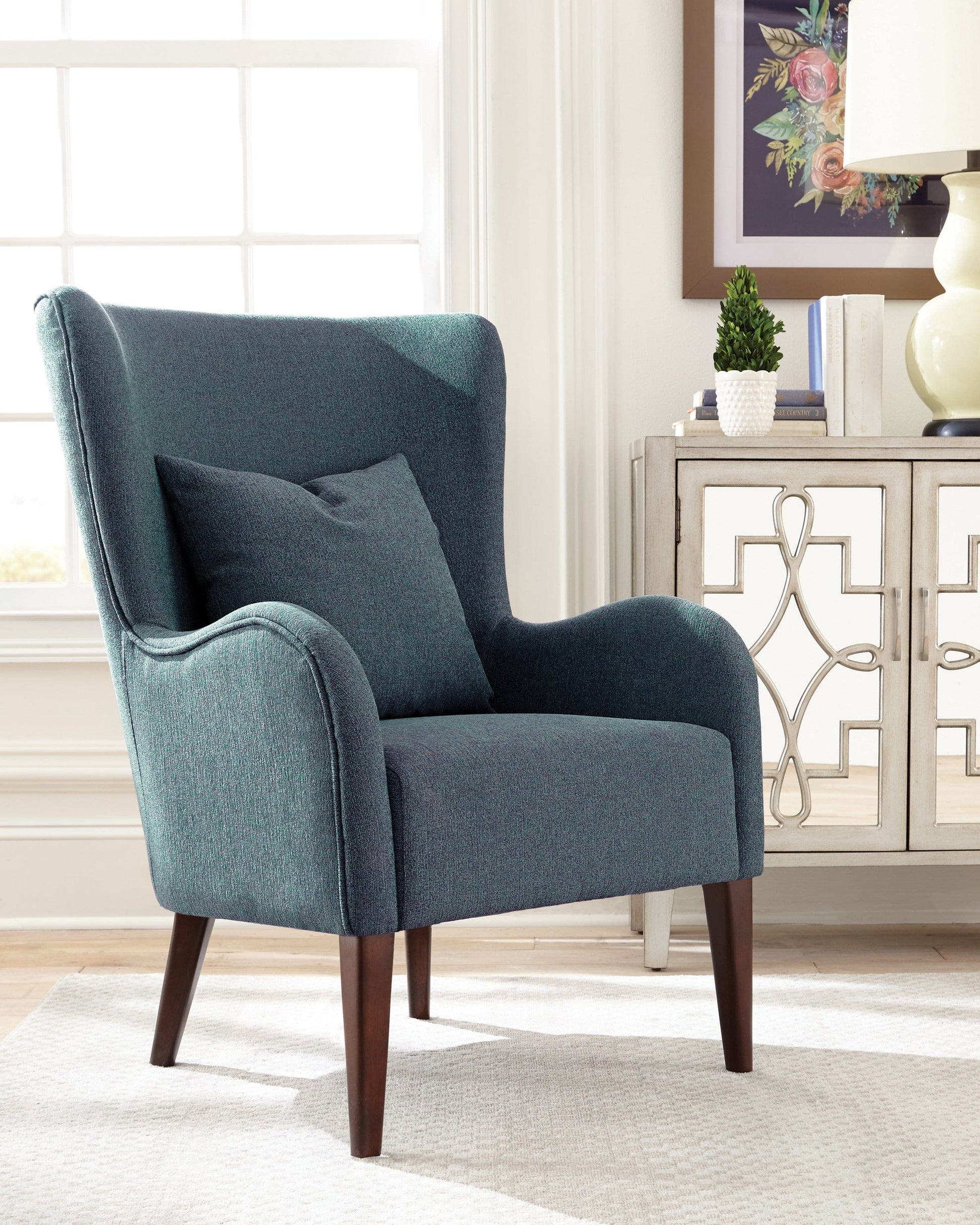 Curved Arm Upholstered Accent Chair Blue - 903963 ebuystt