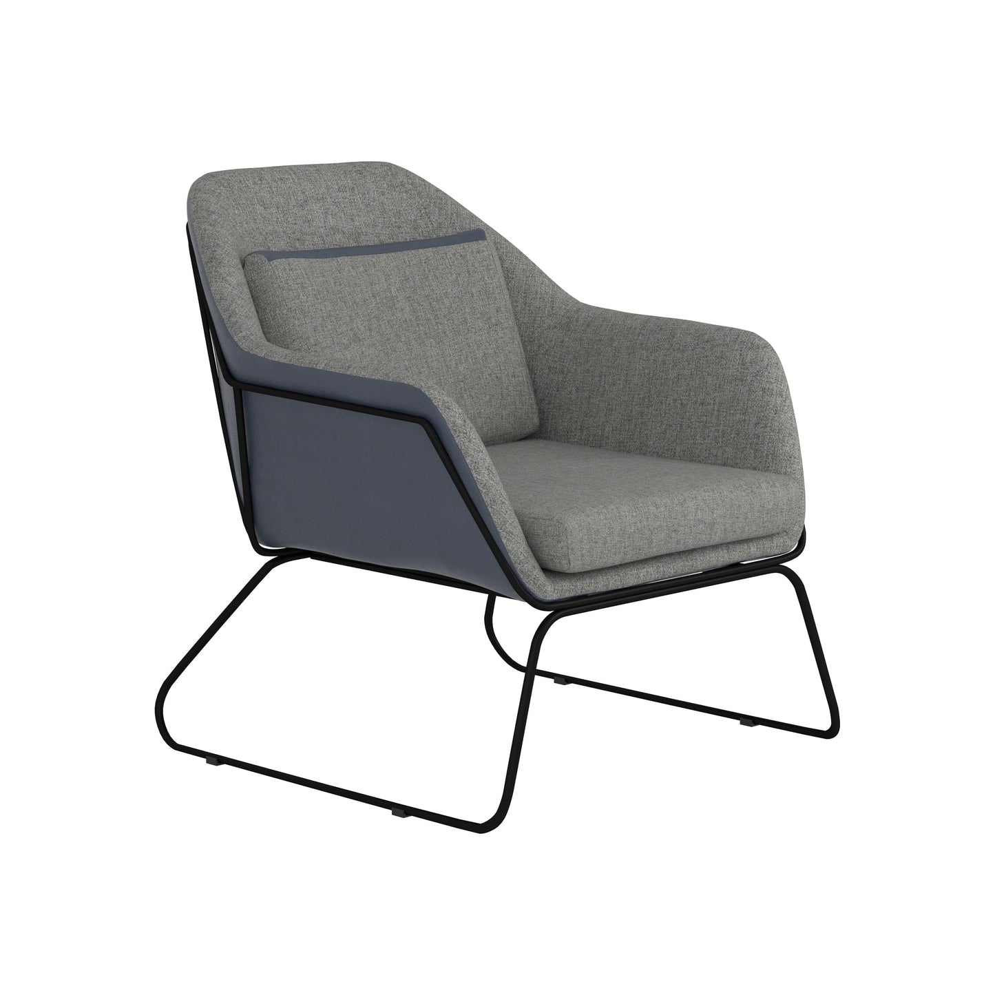 Metal Sled Leg Accent Chair Grey And Blue - 903980 ebuystt