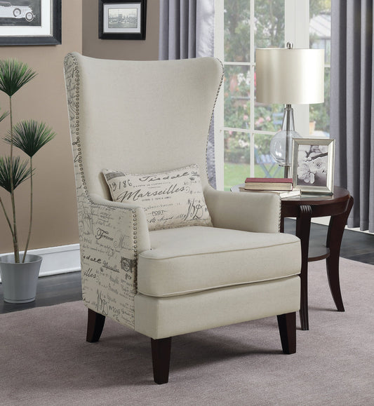 Curved Arm High Back Accent Chair Cream - 904047 ebuystt