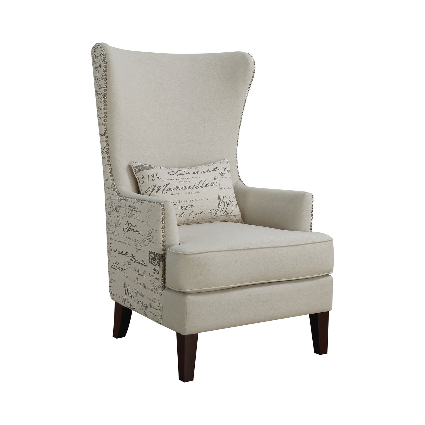 Curved Arm High Back Accent Chair Cream - 904047 ebuystt