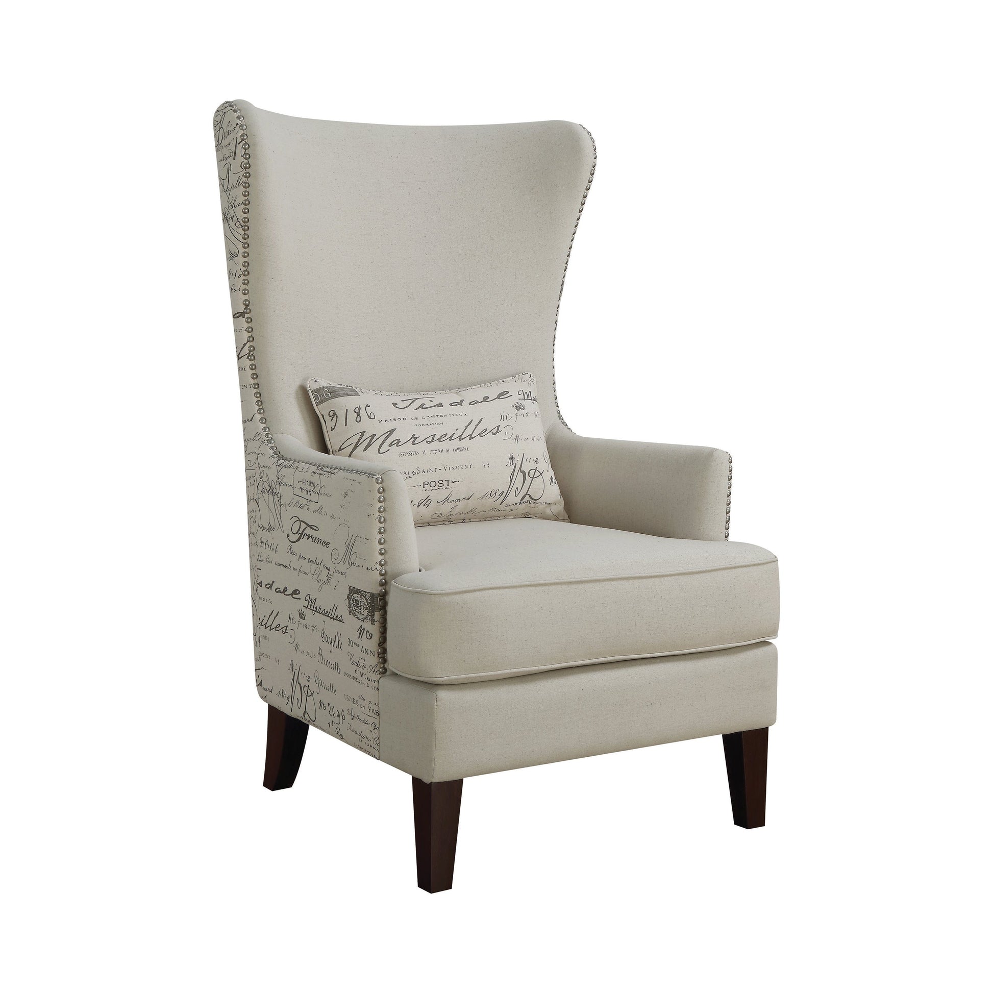 Curved Arm High Back Accent Chair Cream - 904047 ebuystt