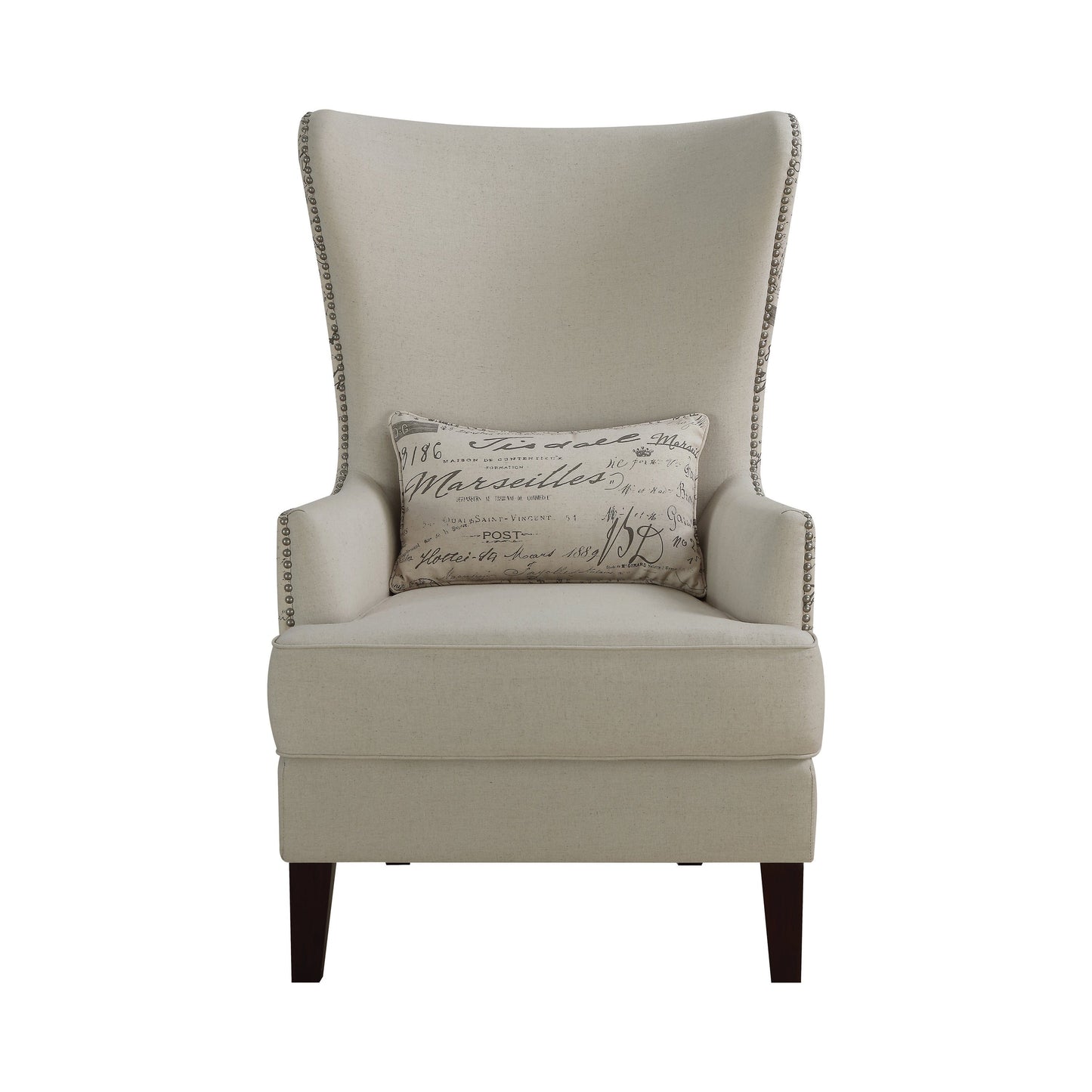 Curved Arm High Back Accent Chair Cream - 904047 ebuystt