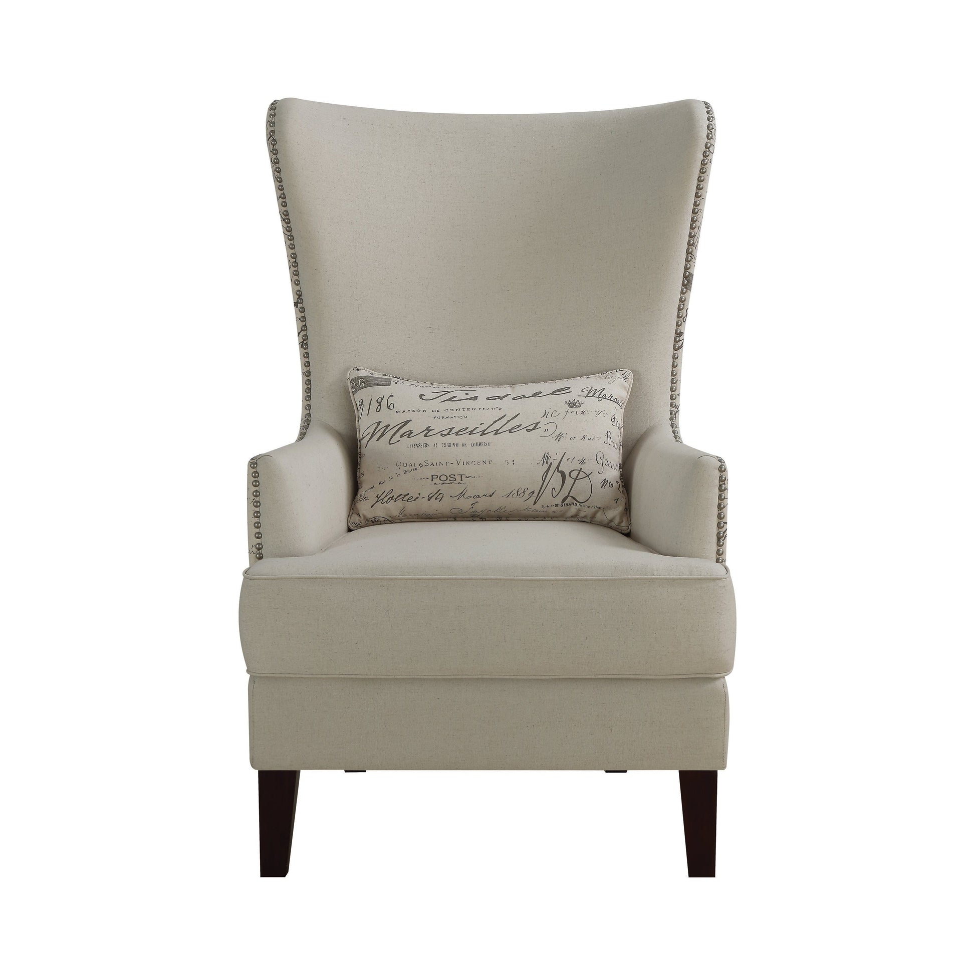 Curved Arm High Back Accent Chair Cream - 904047 ebuystt