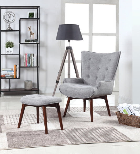 Upholstered Accent Chair With Ottoman Grey And Brown - 904119 ebuystt