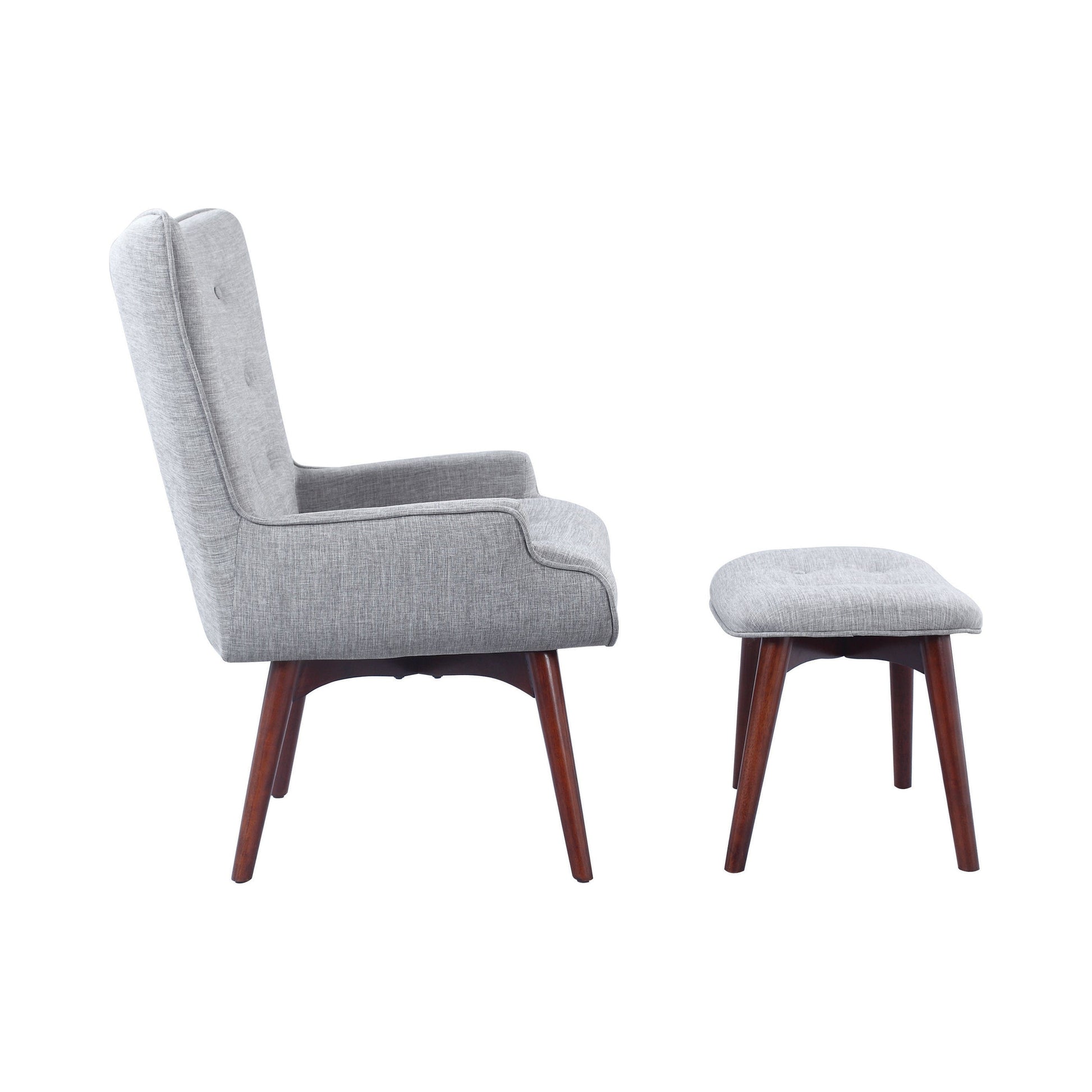 Upholstered Accent Chair With Ottoman Grey And Brown - 904119 ebuystt