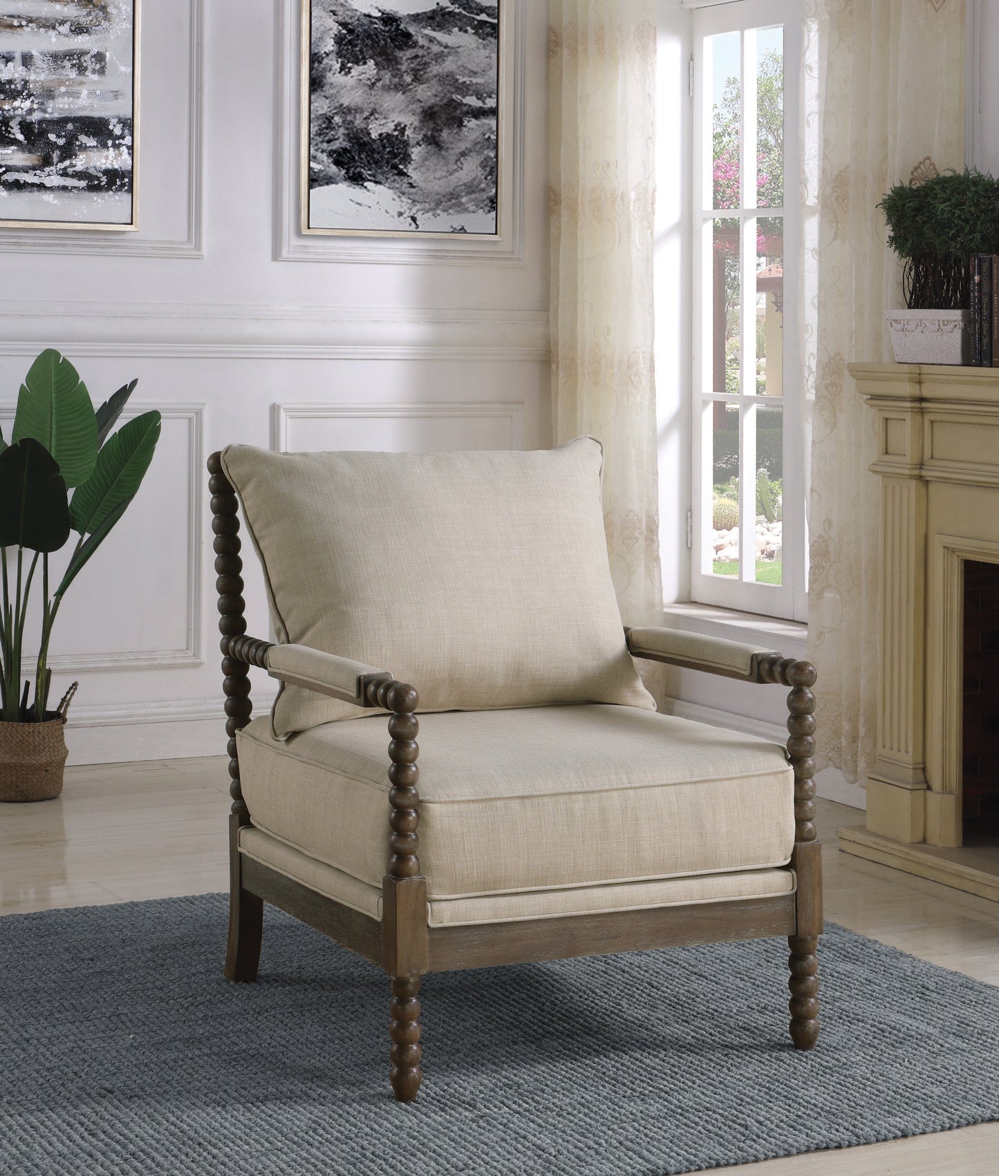 Cushion Back Accent Chair Oatmeal And Natural - 905362 ebuystt