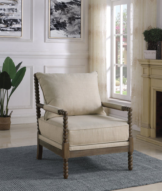 Cushion Back Accent Chair Oatmeal And Natural - 905362 ebuystt