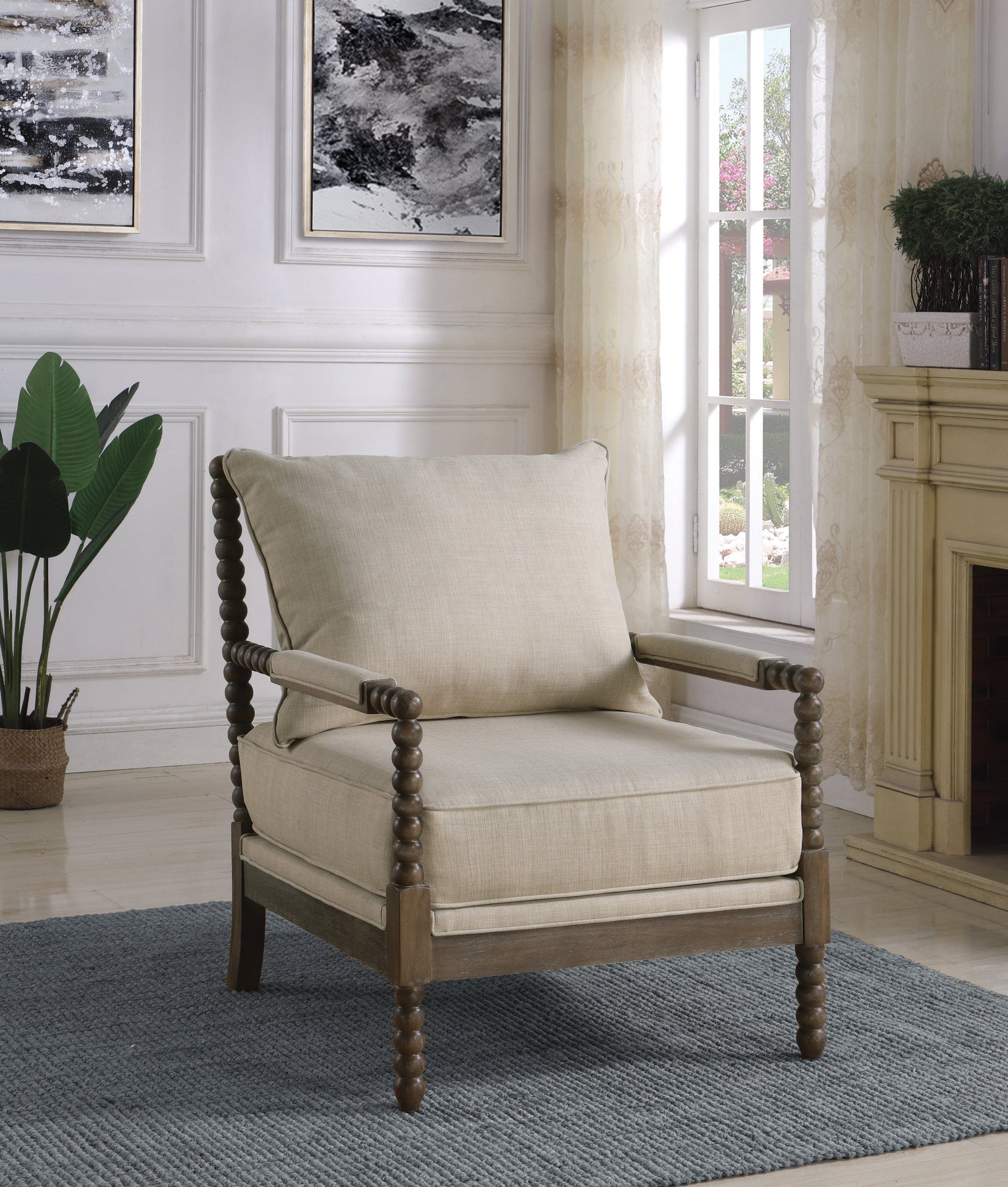 Cushion Back Accent Chair Oatmeal And Natural - 905362