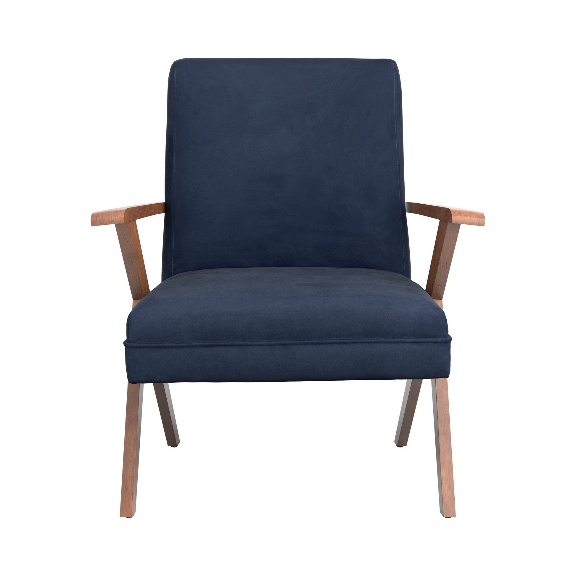 Monrovia Wooden Arms Accent Chair Dark Blue And Walnut - 905415 ebuystt
