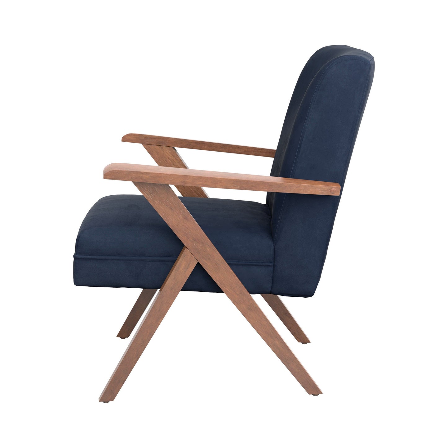 Monrovia Wooden Arms Accent Chair Dark Blue And Walnut - 905415 ebuystt
