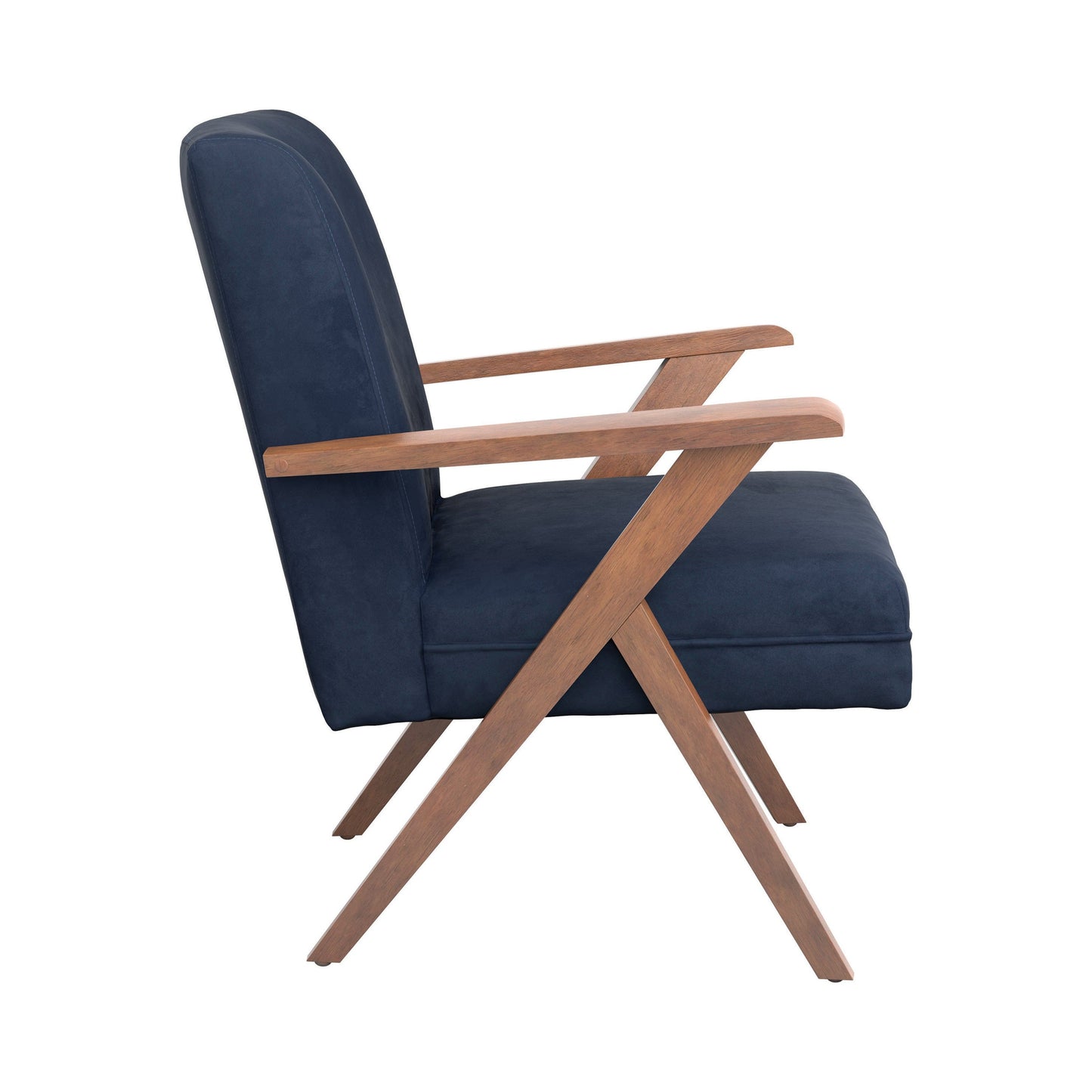 Monrovia Wooden Arms Accent Chair Dark Blue And Walnut - 905415 ebuystt