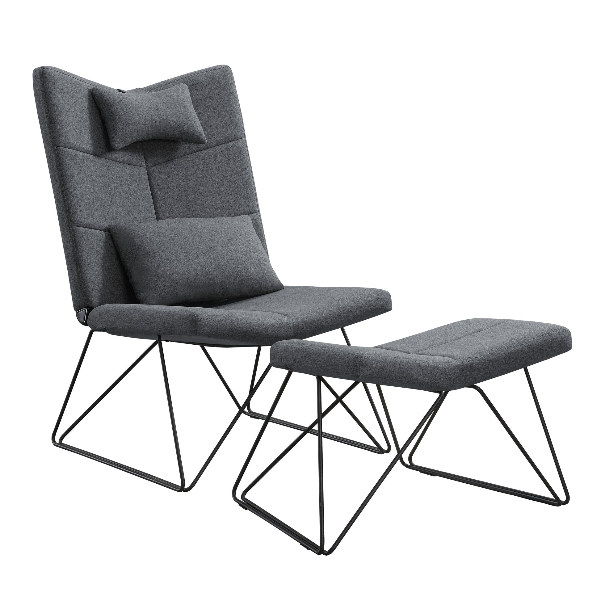 Padded Armless Accent Chair With Ottoman Grey - 905528 ebuystt