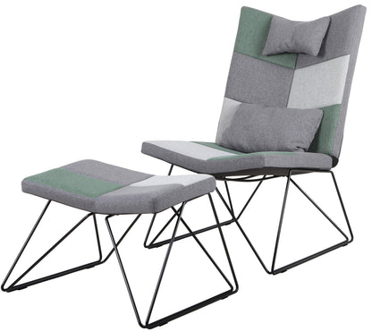 Padded Armless Accent Chair With Ottoman Grey - 905528 ebuystt