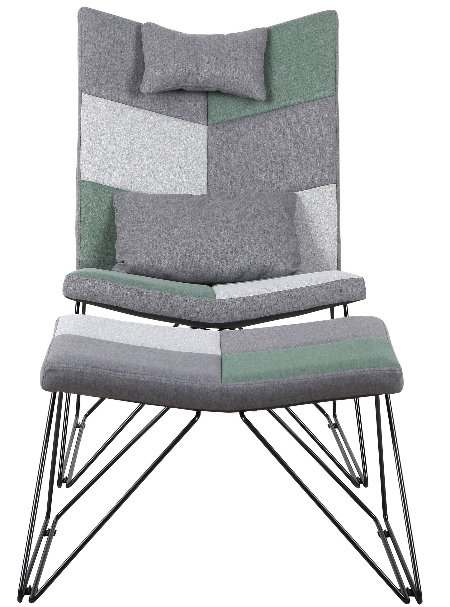 Padded Armless Accent Chair With Ottoman Grey - 905528 ebuystt