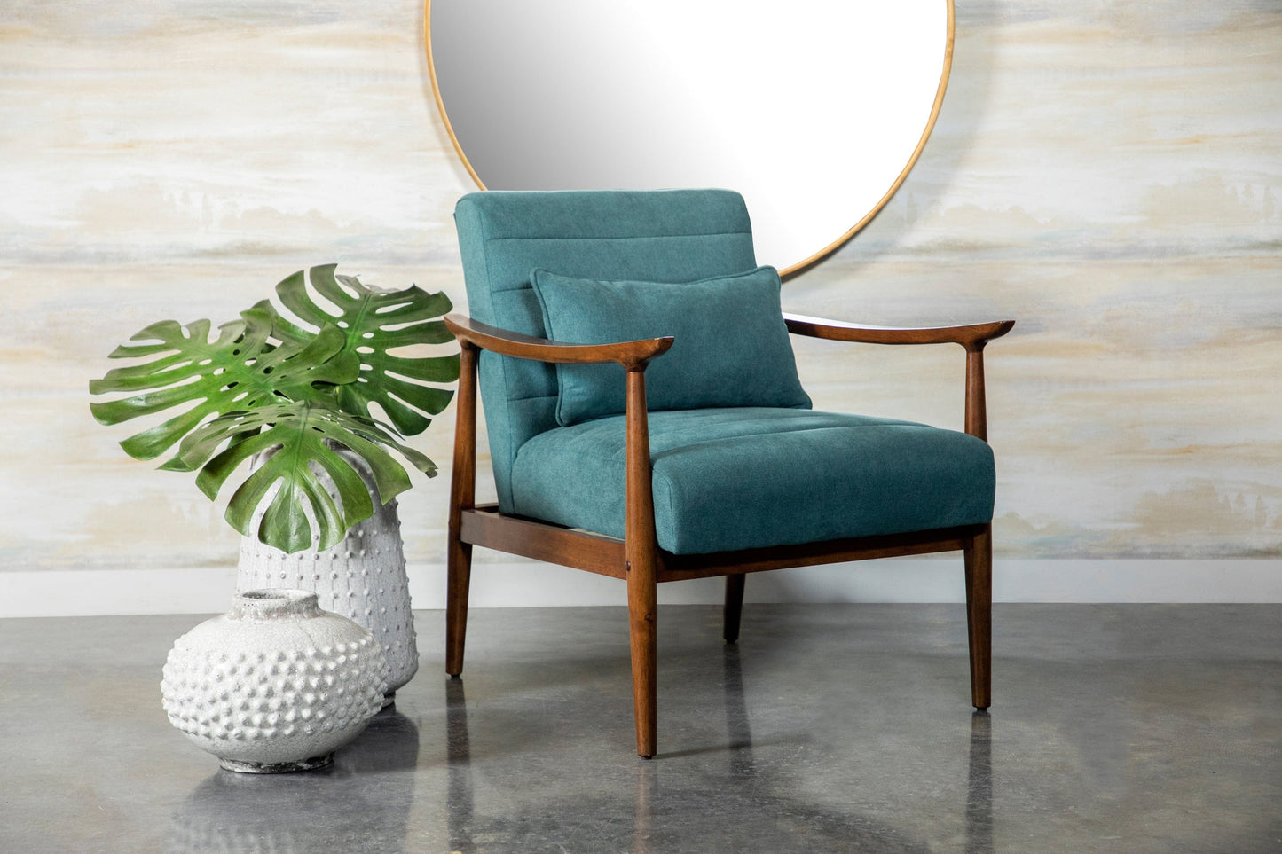 Wooden Arm Accent Chair Teal And Walnut - 905572 ebuystt