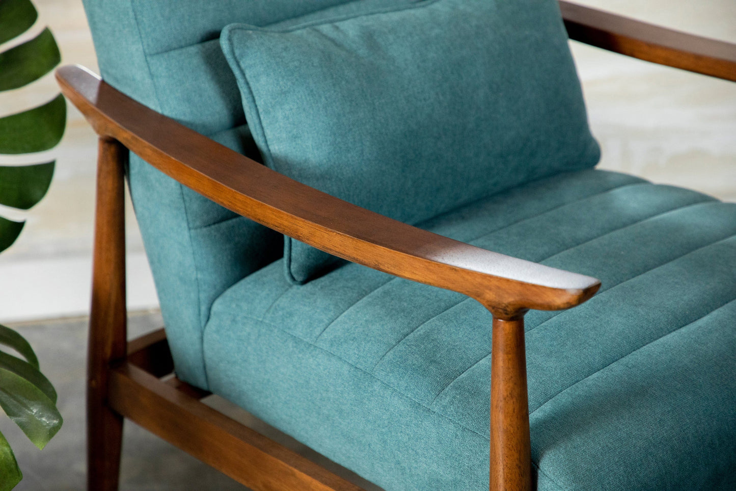 Wooden Arm Accent Chair Teal And Walnut - 905572 ebuystt