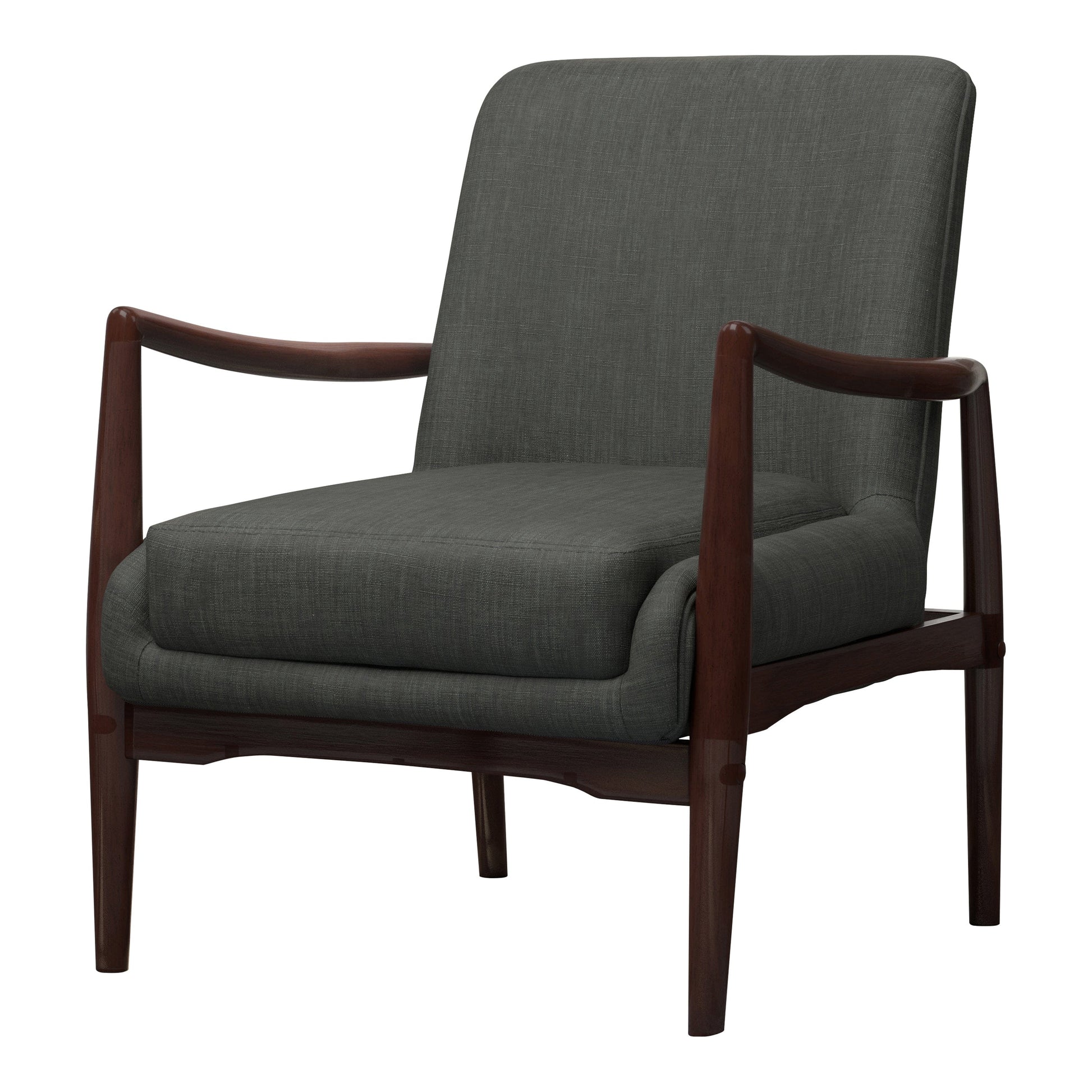 Upholstered Accent Chair With Wooden Arm Dark Grey And Brown - 905583 ebuystt