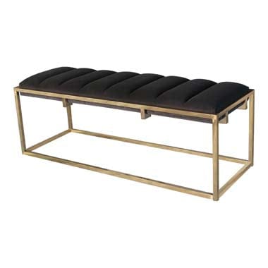 Channel Tufted Cushion Bench Dark Grey And Gold - 914111