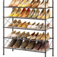 Tajsoon 5-Tier Freestanding Shoe Rack Organizer, Adjustable & Expandable Shoe Storage Shelf for Entryway, Metal Wire Grid with X Shape Fixed Frame, Bronze Tajsoon