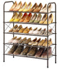 Tajsoon 5-Tier Freestanding Shoe Rack Organizer, Adjustable & Expandable Shoe Storage Shelf for Entryway, Metal Wire Grid with X Shape Fixed Frame, Bronze