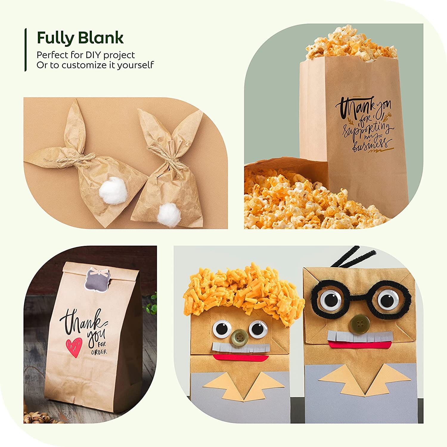 Brown Paper Lunch Bags, Paper Grocery Bags, Durable Kraft Paper Bags 10lb 100 Pack-  These multipurpose bags can hold canned foods, sandwiches and just about anything - 43100001004 Pie's Variety Store