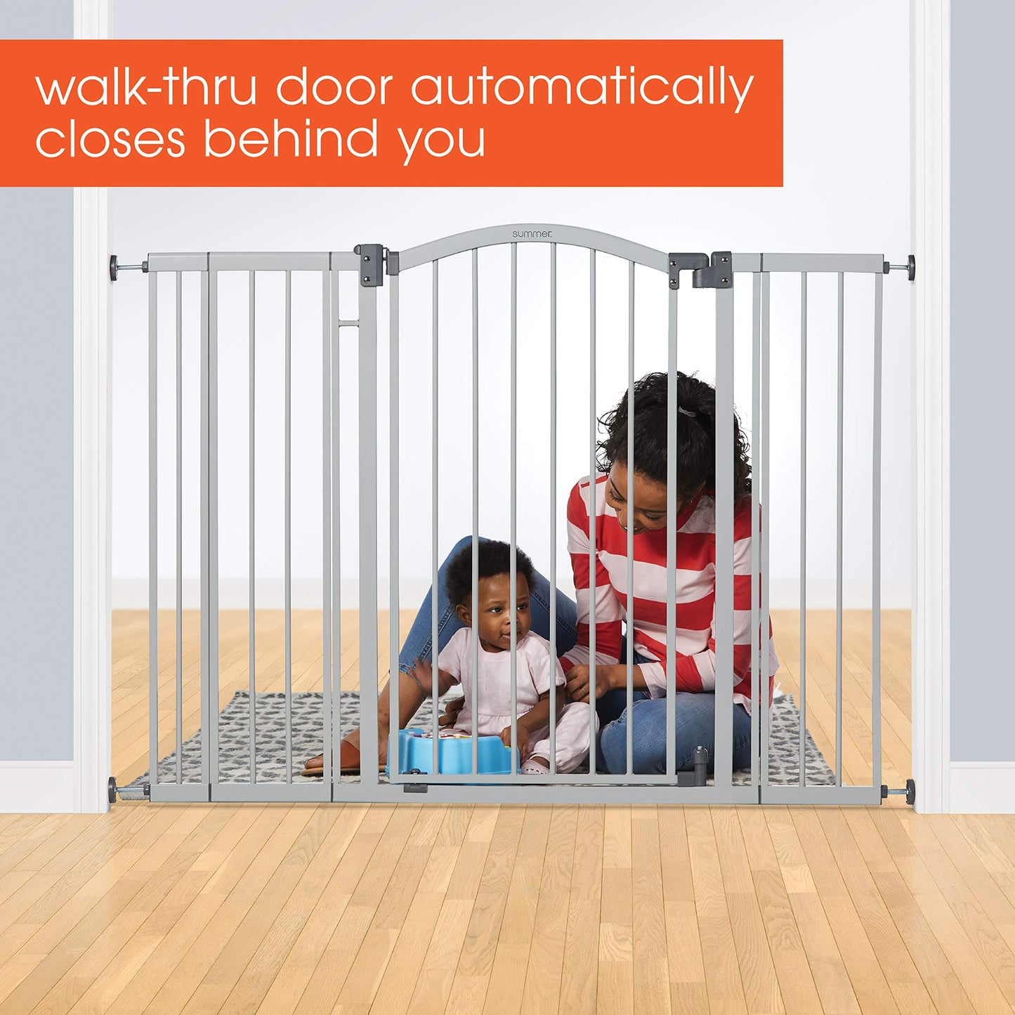Summer Infant Extra Tall & Wide Safety Baby Gate, Cool Gray Metal Frame – 38” Tall, Fits Openings 29.5” to 53” Wide, Baby and Pet Gate for Extra-Wide Doorways, Stairs, and Wide Spaces Summer Infant
