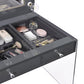 3-Drawer Vanity Desk With Lighting Mirror Grey High Gloss Complete with a smooth, grey high gloss lacquer finish across the tabletop and mirror frame- 935923 coastmega
