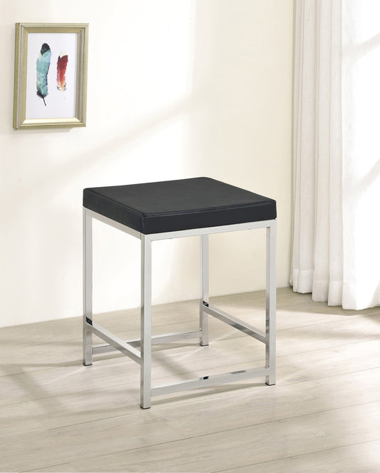 Upholstered Square Padded Cushion Vanity Stool Featuring a square shape design and a densely padded, foam-filled cushion , this modern stool provides a spacious for long-lasting comfort.- 935924 coastmega