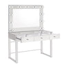 3-Drawer Vanity With Lighting Chrome And White with a Hollywood regency flair, this modern vanity set features a stunning mirror paneled design that reflects surrounding hues- 935934