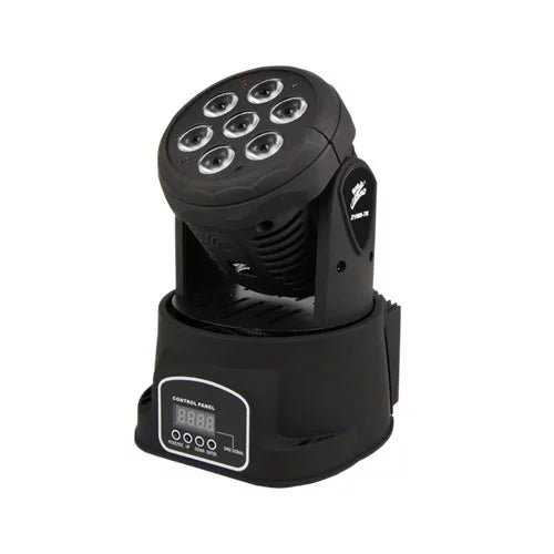 Zebra LED Stage Light with Moving Head and DMX Effetcs with a moving head is perfect for small or large venues. It is comprised of 7 LED spot lights made up of RGB LED-ZYMH-78 Hannah's Variety Store