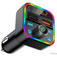 Wireless Music Stream Car Charger Bluetooth FM Transmitter with RGB Dancing light. This device releases stream music and call directly from your Bluetooth device to your car’s FM stereo system-NP-9951QUBTL Hannah's Variety Store