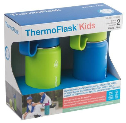 ThermoFlask Kids Straw Bottle 2 Units 414ml Each  The Thermoflask Insulated Stainless Steel Bottle makes it easy to sip without slowing down-434357-0885395100609