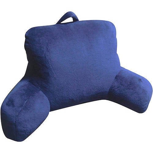 Mainstays Bed Rest Lounger Pillow -Faux Mink Fabric with Polyester Filling, 27" x 14" x 18", Solid Color Soft Silver - 42201577 ebuystt