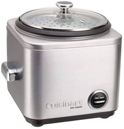 Cuisinart Rice Cooker (BRUSHED STAINLESS STEEL) makes perfectly fluffy rice, you can use the built-in tray to steam other foods while the rice is cooking for a complete and healthy dinner- CU-CRC-400