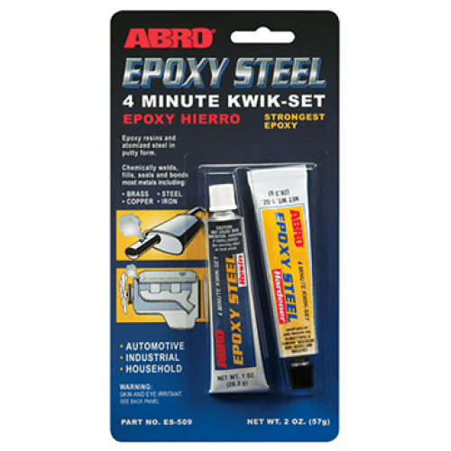 ABRO Epoxy Steel 4 Minute Kwik-Set Automotive Grade ES-509 (MAC00134)