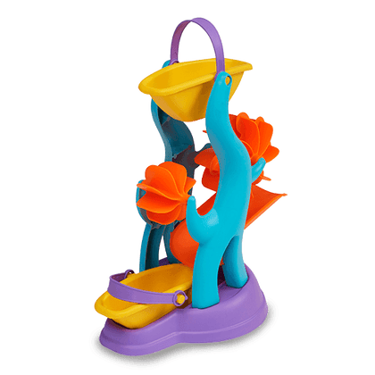 AMERICAN PLASTIC Sand Spinner Tower: This sand and water wheel features a top funnel, two different shaped wheels that spin in opposite directions - AMERICAN-2510