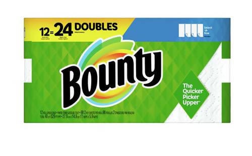 Bounty Select A Size Paper Towels 12 Units / 98 sheets - 2x more absorbent clean those everyday messes with as little as one sheet./411604