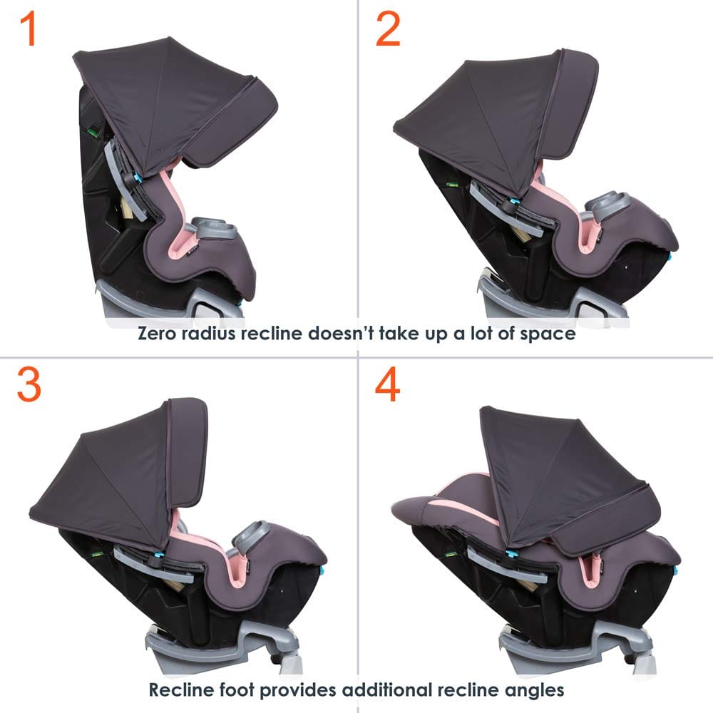 Baby Trend Cover Me 4 In 1 Convertible Car Seat Quartz Pink: integrated patented height and angle adjustable UPF 50+ canopy for full in-car shade protection - CV89D09B ebuystt